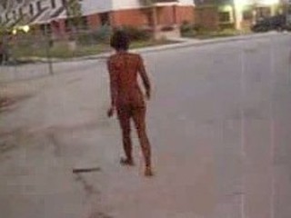 It’s unclear if this video was a result of a truth and dare game, but regardless of the cause, the outcome is one fully nude black chick walking around her neighborhood with the sun still peeking out!